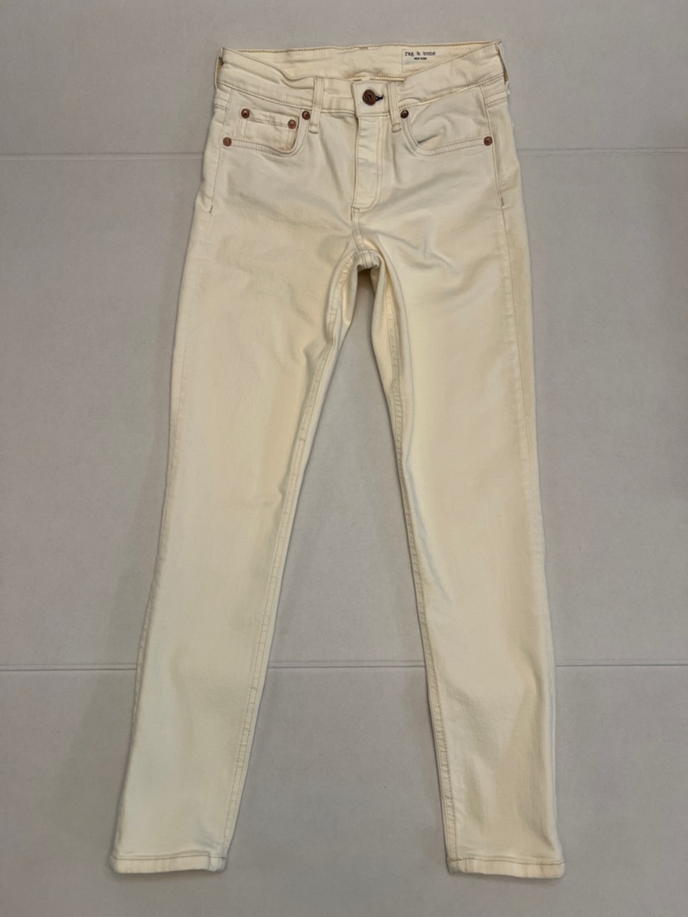 RAG & BONE NEW YORK CREAM SKINNY ANKLE & CROPPED DENIM JEANS SIZE 26